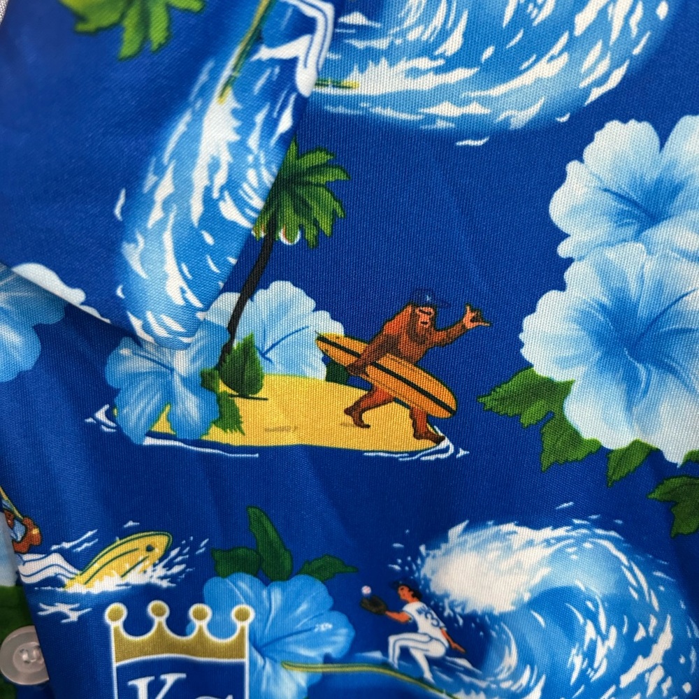 Blue KC Themed Hawaiian Shirt - Picture 3 of 5